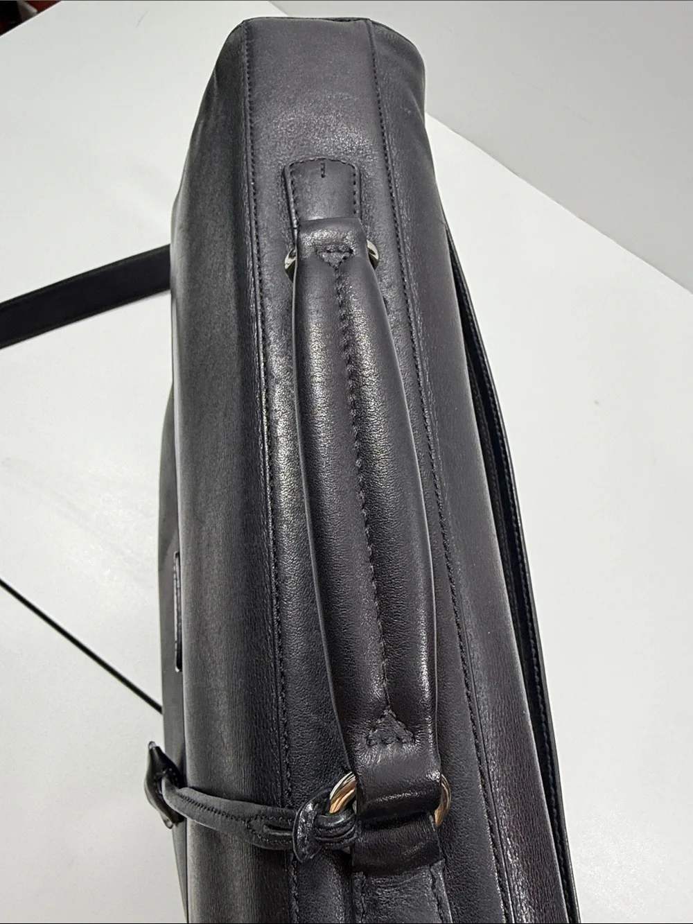 Vintage Coach Metro, black leather briefcase model 5307 silver lock with key